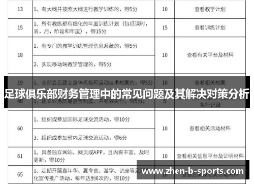 足球俱乐部财务管理中的常见问题及其解决对策分析
